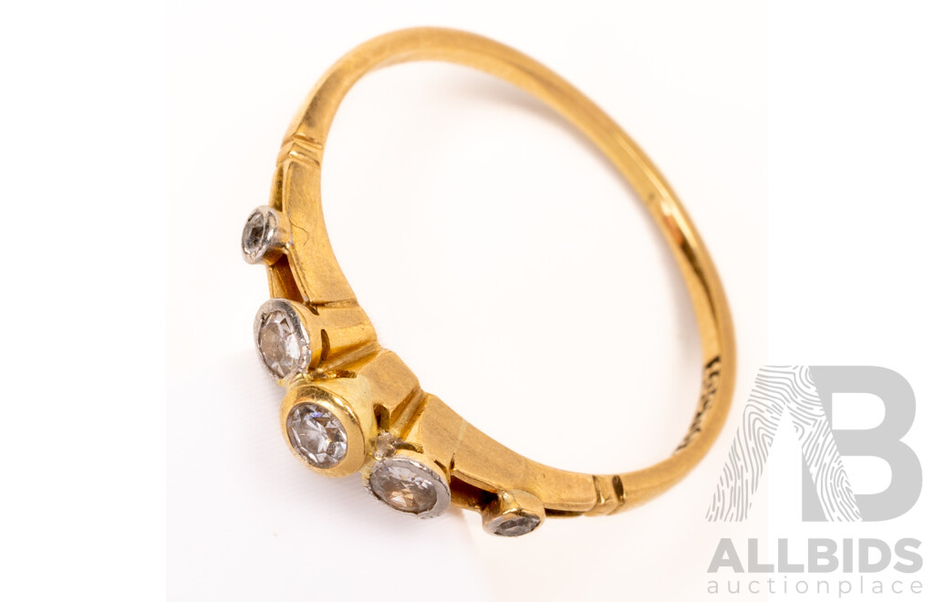 18ct Vintage Old Mine Cut Diamond Eternity Ring, Est TDW 0.13ct, Size O, 1.68 Grams