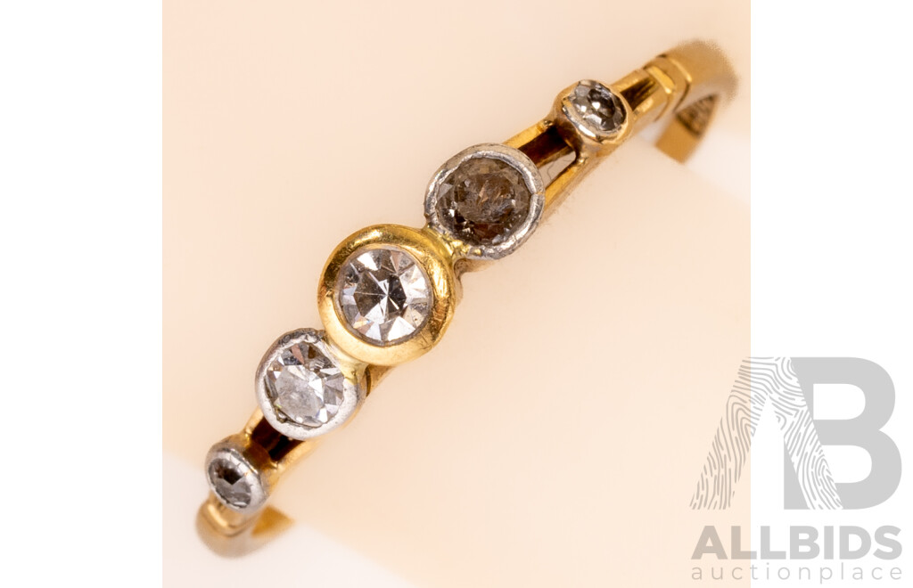 18ct Vintage Old Mine Cut Diamond Eternity Ring, Est TDW 0.13ct, Size O, 1.68 Grams