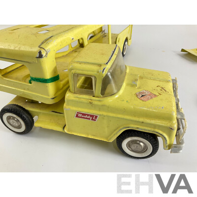 Vintage Buddy L Pressed Steel Car Transporter with Ford Mustang