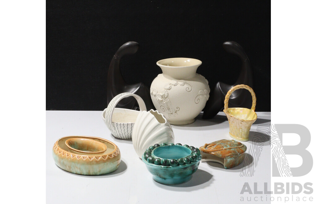 Collection Australian and Other Studio Pottery Including Wembly Ware Basket Form Dish and More