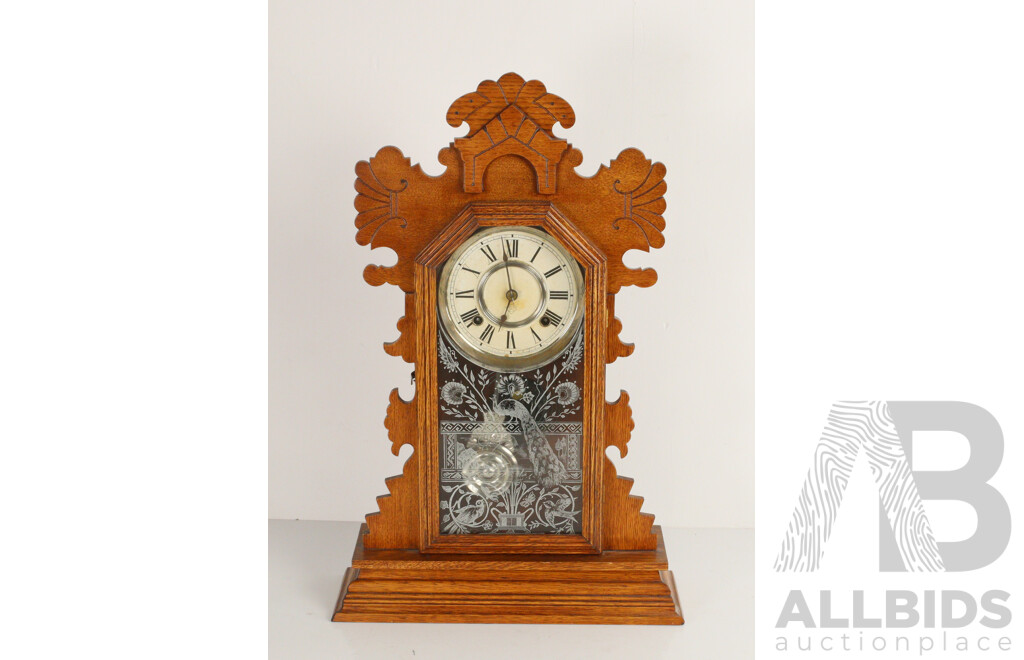 Ansonia Mantle Clock in Oak Case