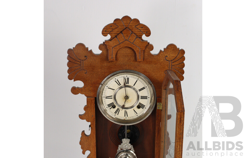 Ansonia Mantle Clock in Oak Case