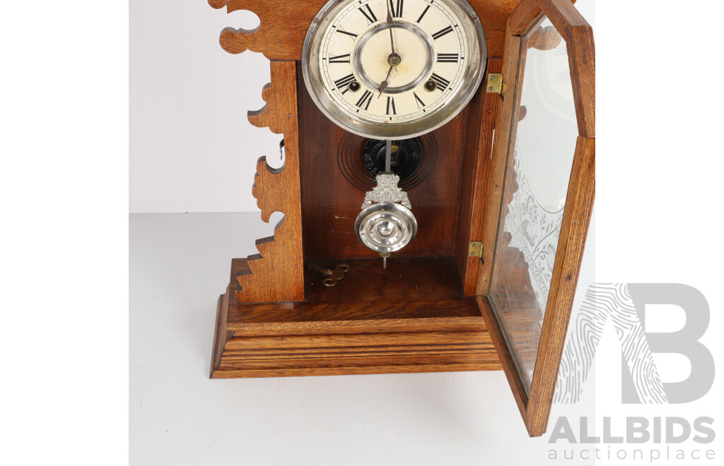 Ansonia Mantle Clock in Oak Case