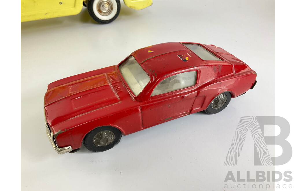 Vintage Buddy L Pressed Steel Car Transporter with Ford Mustang