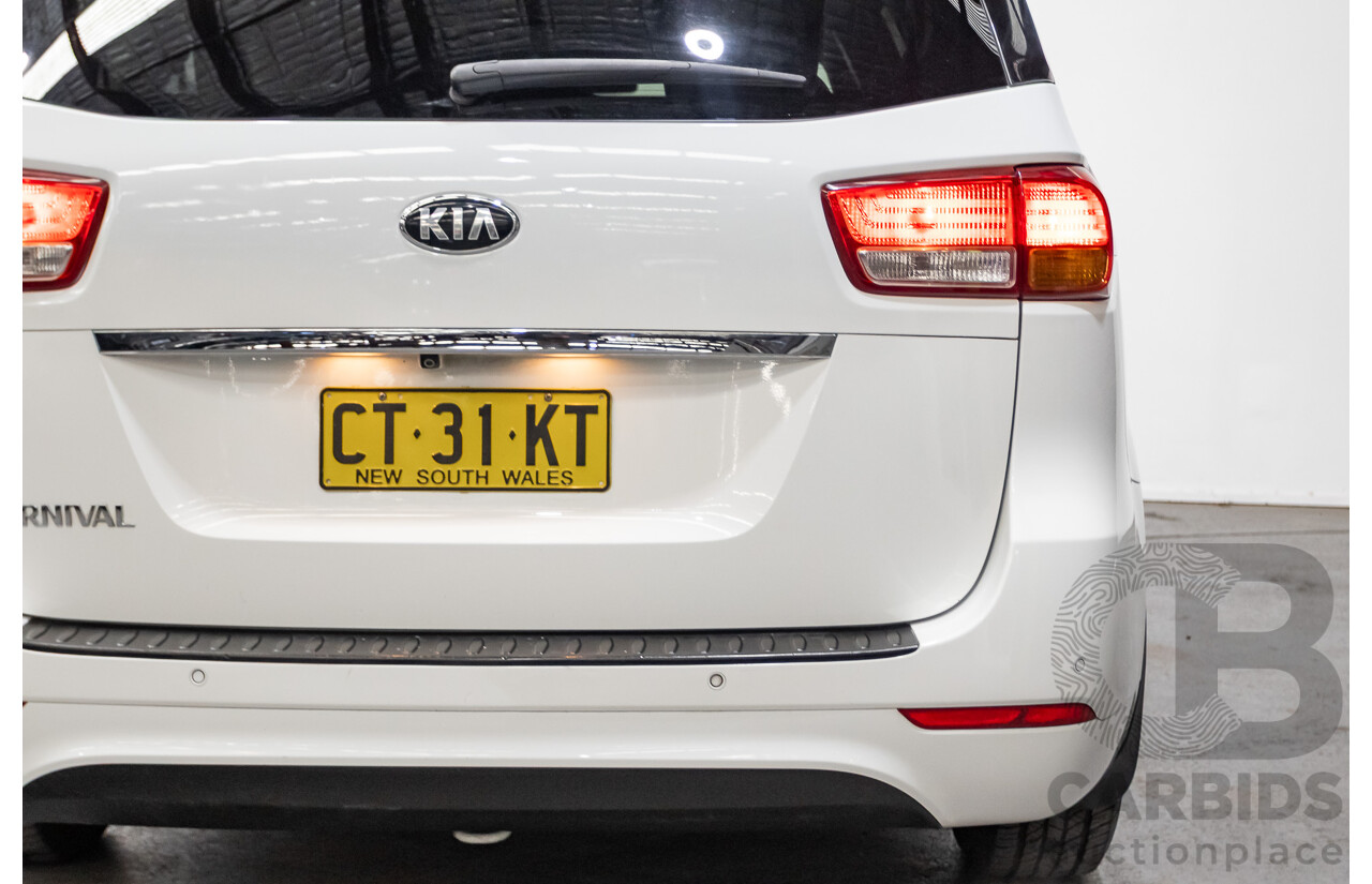 07/2016 Kia Carnival S YP MY16 4D Wagon White 3.3L - 8 Seats