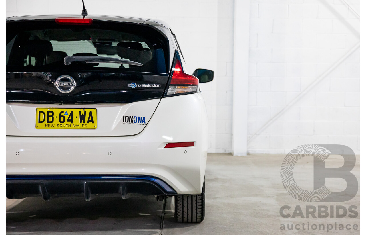 11/2018 Nissan Leaf (FWD) ZE1 5d Hatchback Ivory Pearl /Dark Blue Pearl Dedicated Electric EV AC110kW - 07/21 Import