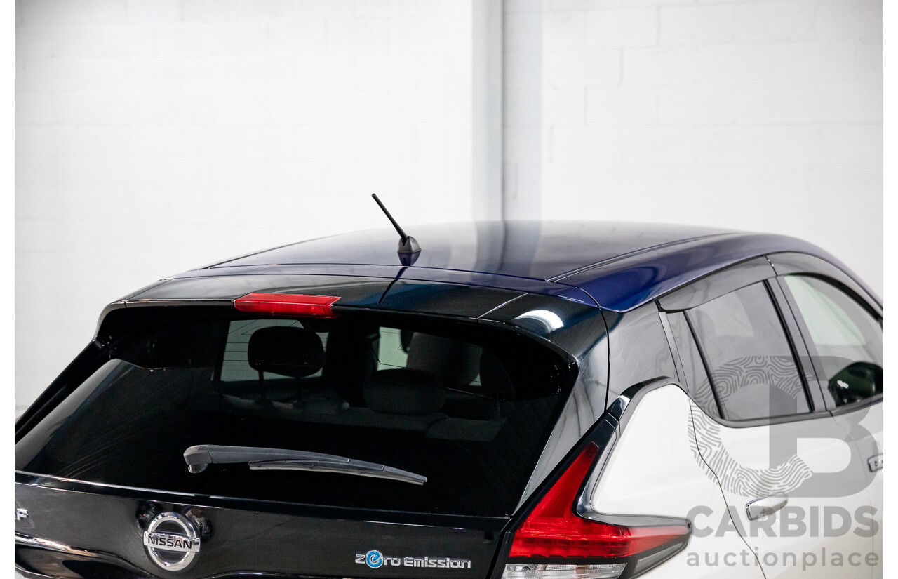 11/2018 Nissan Leaf (FWD) ZE1 5d Hatchback Ivory Pearl /Dark Blue Pearl Dedicated Electric EV AC110kW - 07/21 Import