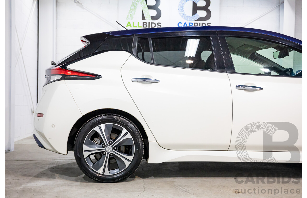 11/2018 Nissan Leaf (FWD) ZE1 5d Hatchback Ivory Pearl /Dark Blue Pearl Dedicated Electric EV AC110kW - 07/21 Import