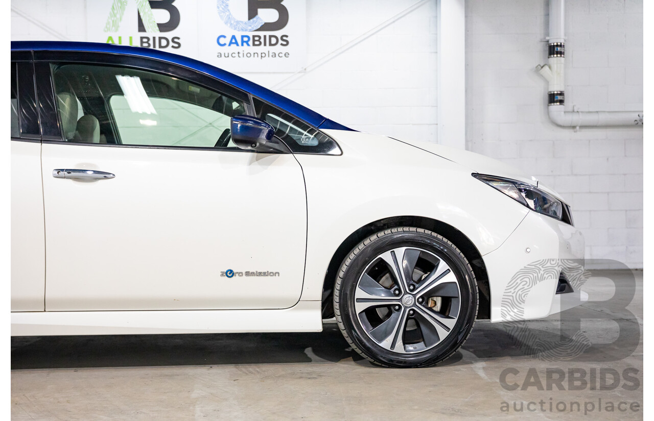 11/2018 Nissan Leaf (FWD) ZE1 5d Hatchback Ivory Pearl /Dark Blue Pearl Dedicated Electric EV AC110kW - 07/21 Import