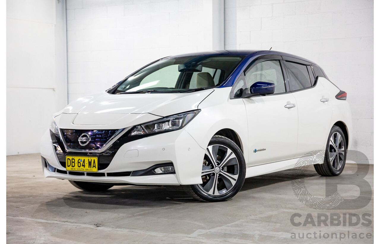11/2018 Nissan Leaf (FWD) ZE1 5d Hatchback Ivory Pearl /Dark Blue Pearl Dedicated Electric EV AC110kW - 07/21 Import