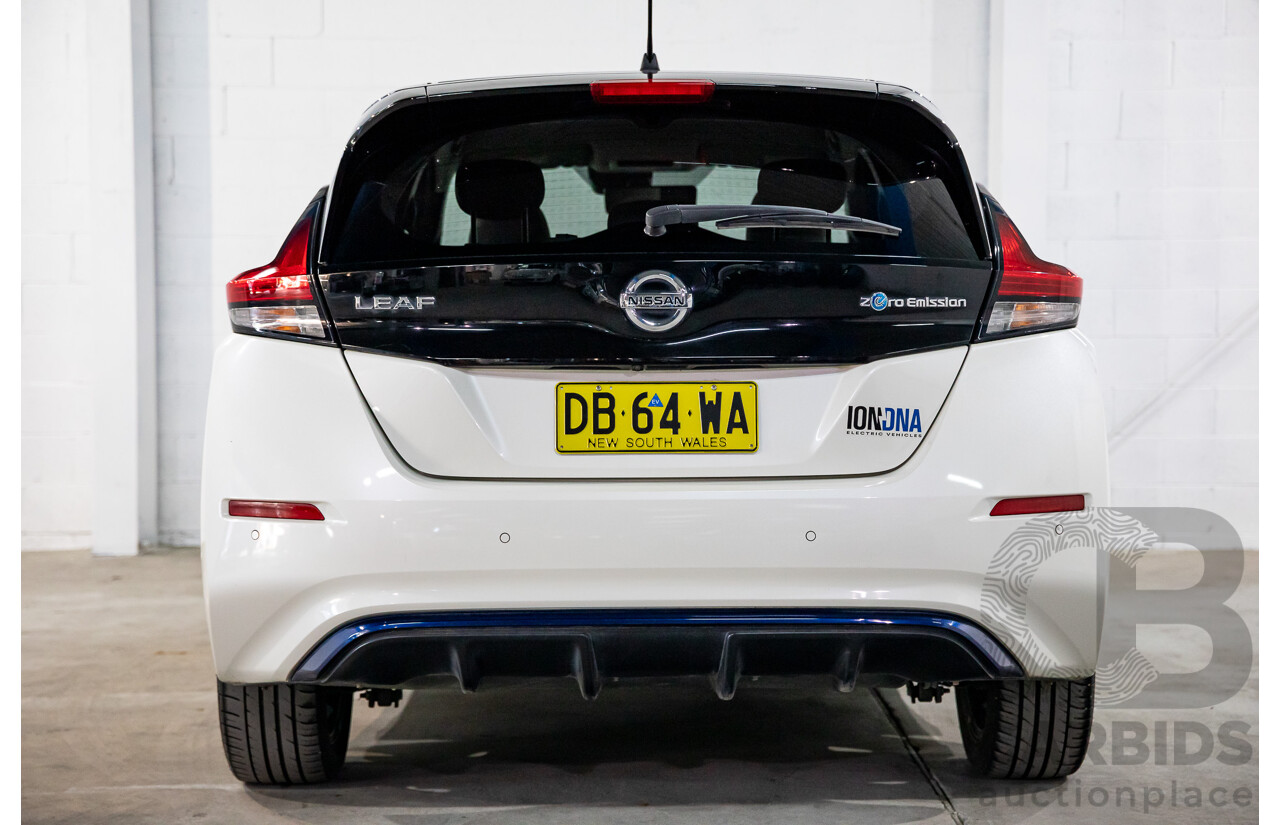 11/2018 Nissan Leaf (FWD) ZE1 5d Hatchback Ivory Pearl /Dark Blue Pearl Dedicated Electric EV AC110kW - 07/21 Import