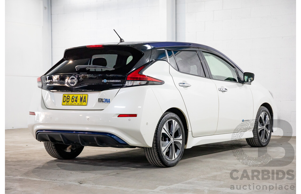 11/2018 Nissan Leaf (FWD) ZE1 5d Hatchback Ivory Pearl /Dark Blue Pearl Dedicated Electric EV AC110kW - 07/21 Import