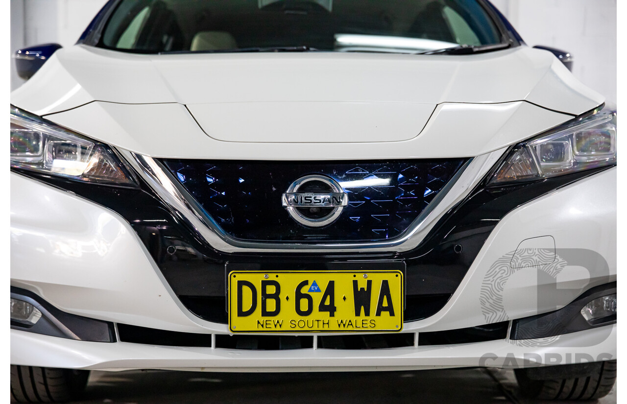 11/2018 Nissan Leaf (FWD) ZE1 5d Hatchback Ivory Pearl /Dark Blue Pearl Dedicated Electric EV AC110kW - 07/21 Import