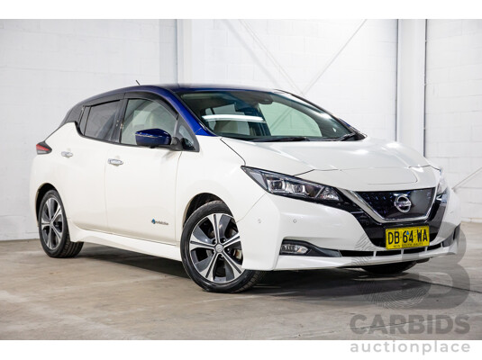 11/2018 Nissan Leaf (FWD) ZE1 5d Hatchback Ivory Pearl /Dark Blue Pearl Dedicated Electric EV AC110kW - 07/21 Import