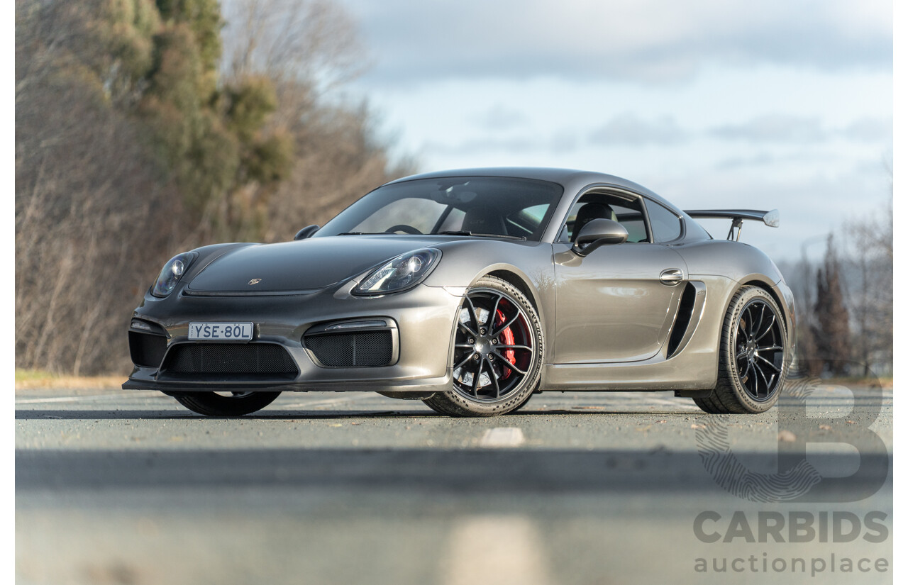 01/2016 Porsche Cayman GT4 981 MY16 2d Coupe Agate Grey Metallic 3.8L