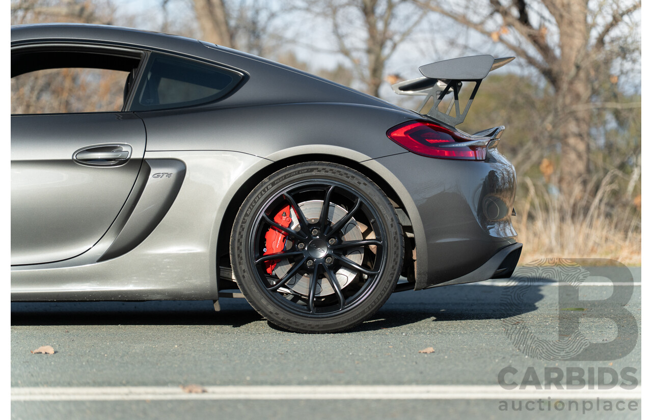01/2016 Porsche Cayman GT4 981 MY16 2d Coupe Agate Grey Metallic 3.8L