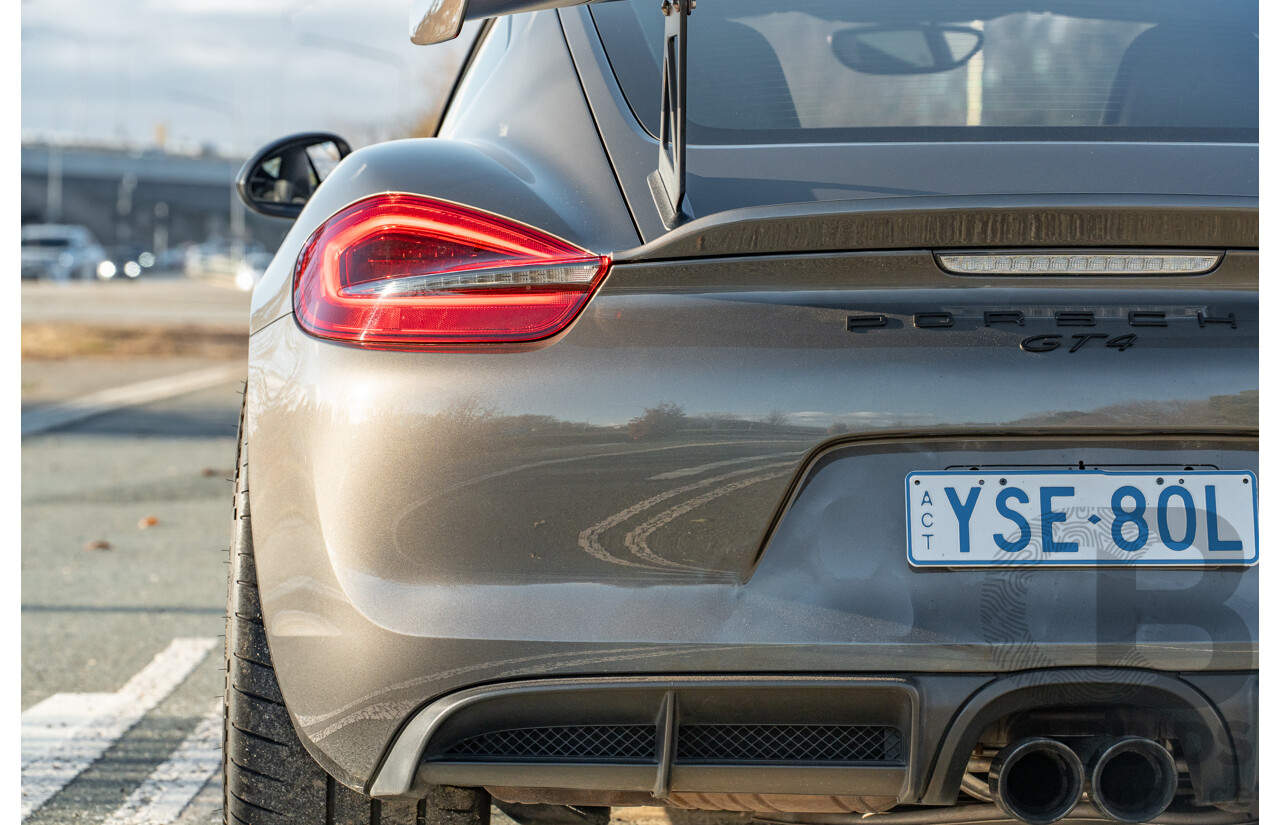 01/2016 Porsche Cayman GT4 981 MY16 2d Coupe Agate Grey Metallic 3.8L