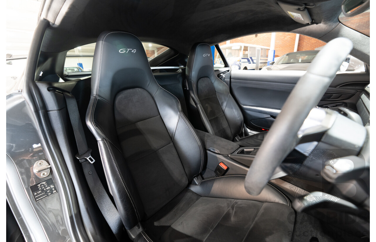 01/2016 Porsche Cayman GT4 981 MY16 2d Coupe Agate Grey Metallic 3.8L