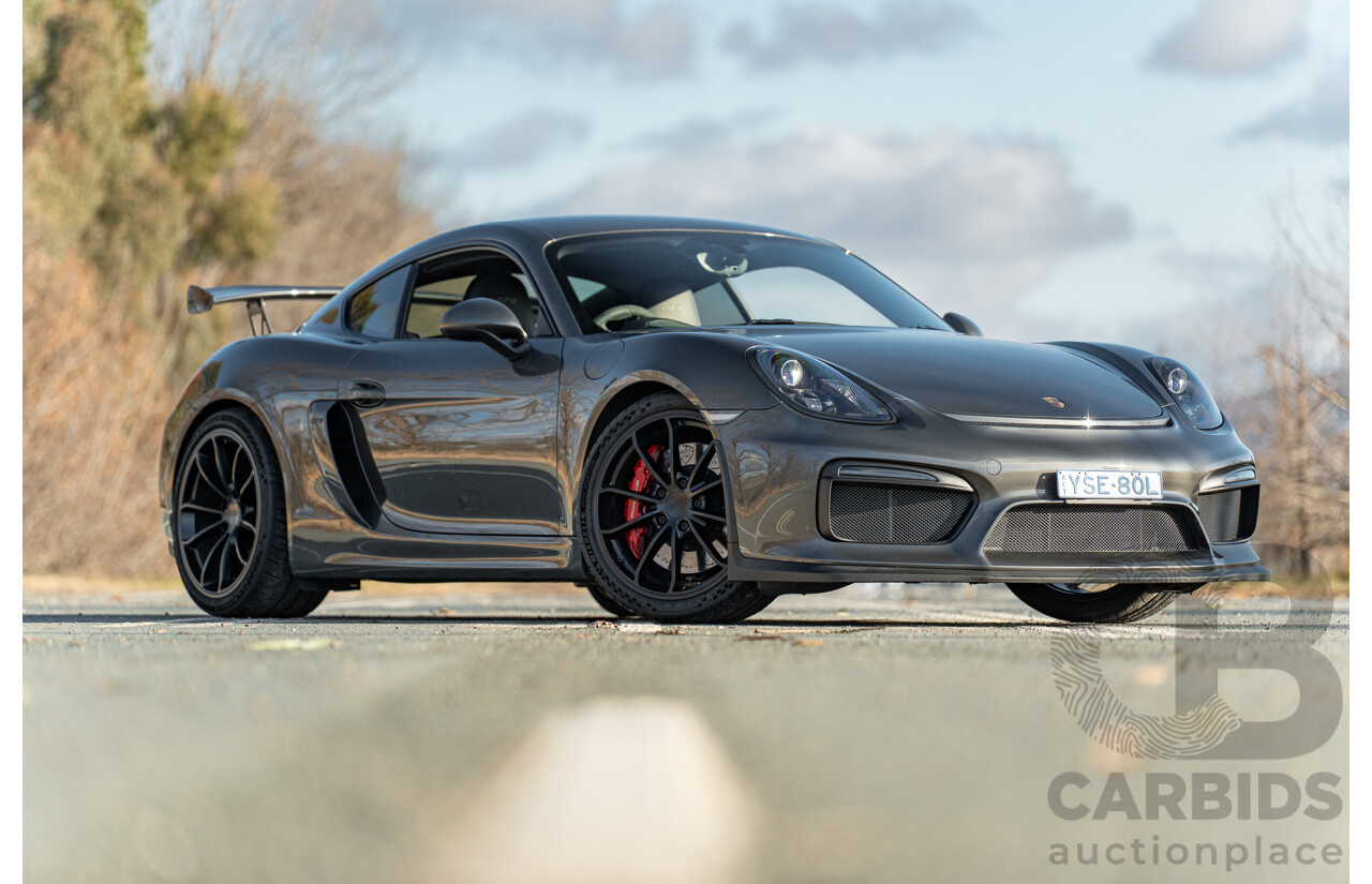01/2016 Porsche Cayman GT4 981 MY16 2d Coupe Agate Grey Metallic 3.8L