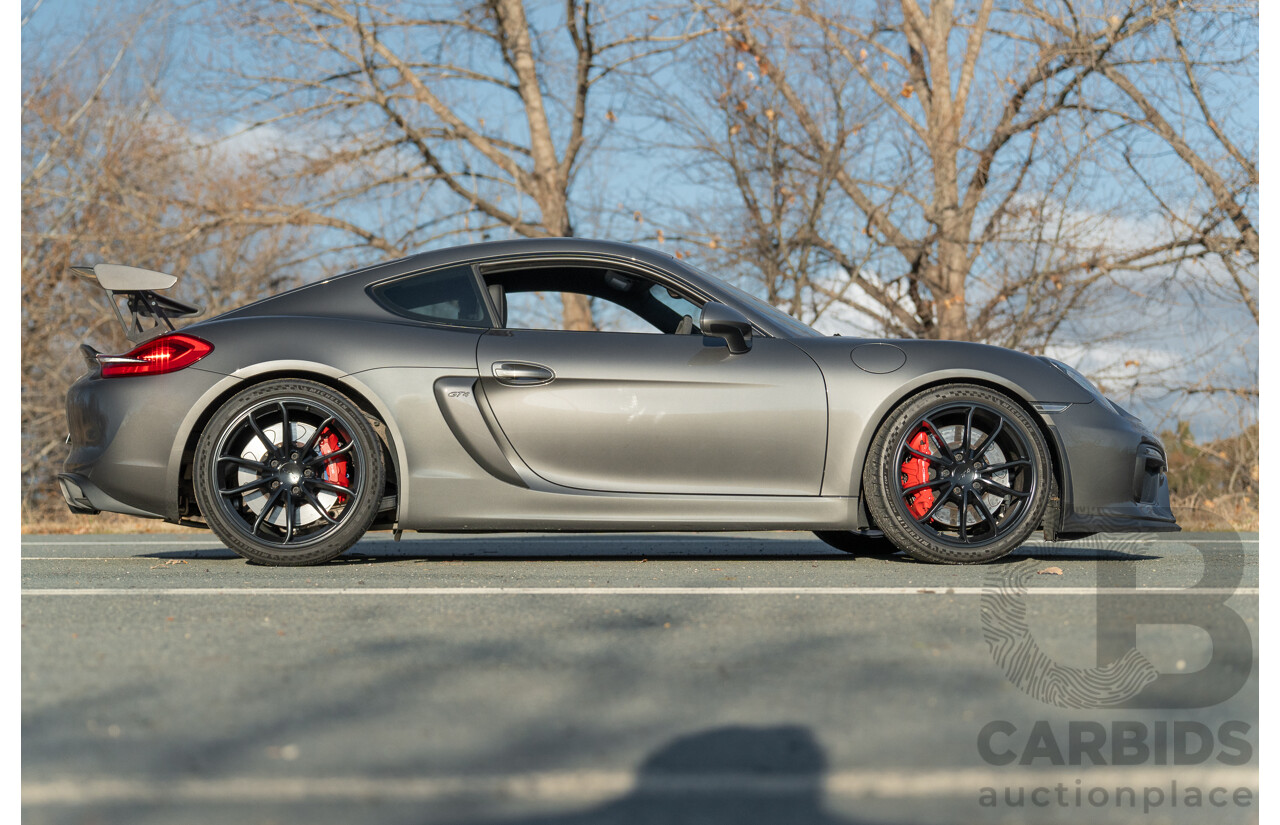 01/2016 Porsche Cayman GT4 981 MY16 2d Coupe Agate Grey Metallic 3.8L