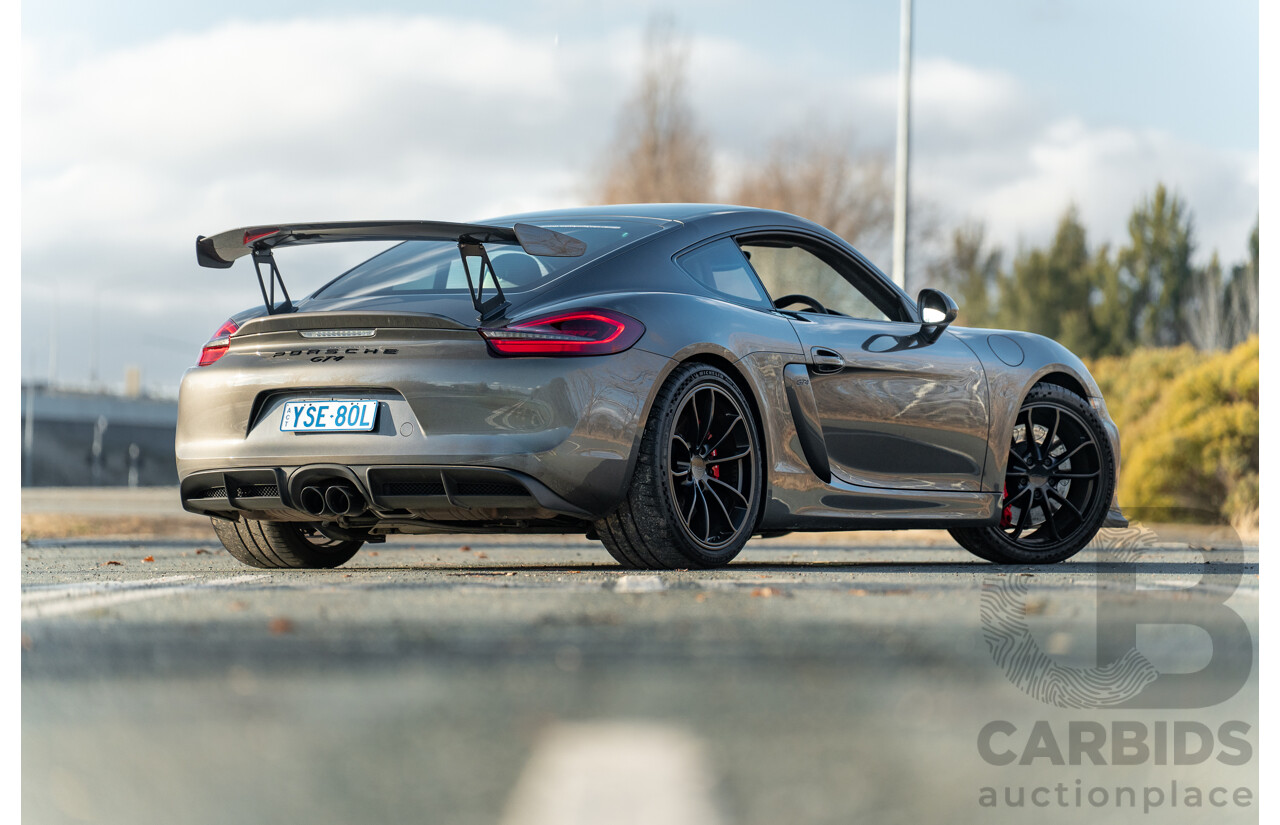 01/2016 Porsche Cayman GT4 981 MY16 2d Coupe Agate Grey Metallic 3.8L