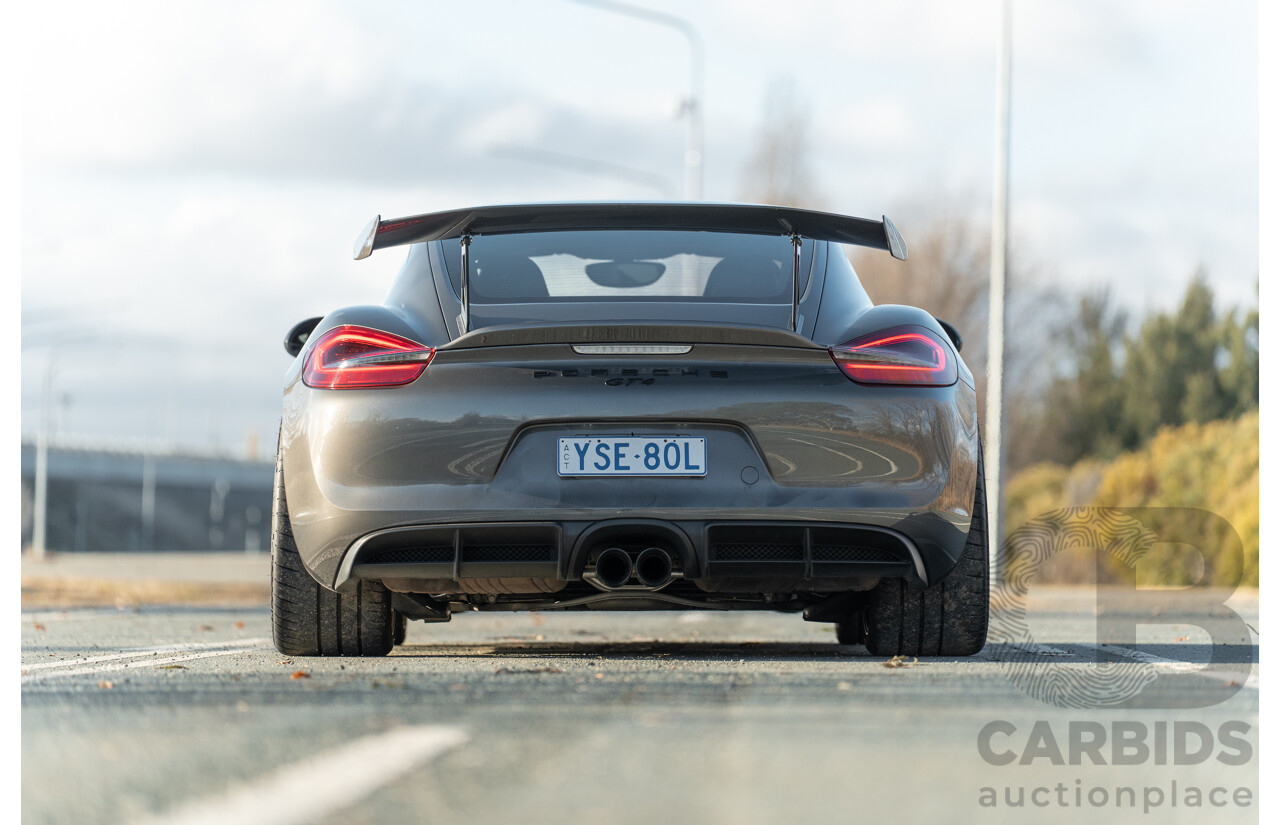 01/2016 Porsche Cayman GT4 981 MY16 2d Coupe Agate Grey Metallic 3.8L