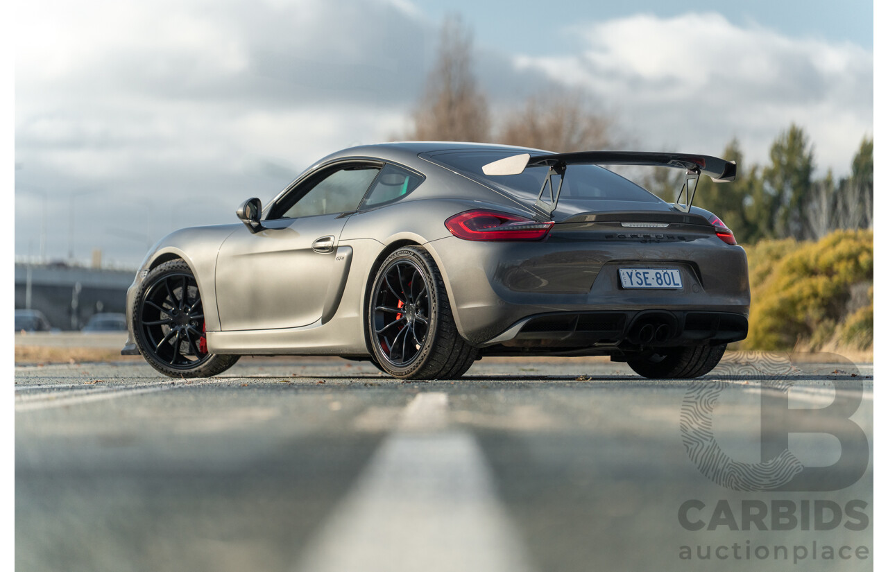 01/2016 Porsche Cayman GT4 981 MY16 2d Coupe Agate Grey Metallic 3.8L