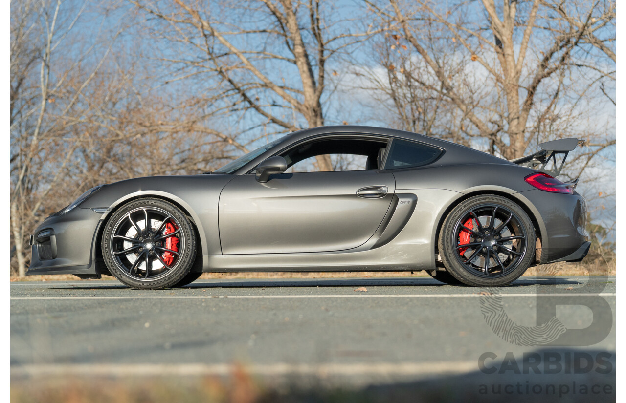 01/2016 Porsche Cayman GT4 981 MY16 2d Coupe Agate Grey Metallic 3.8L