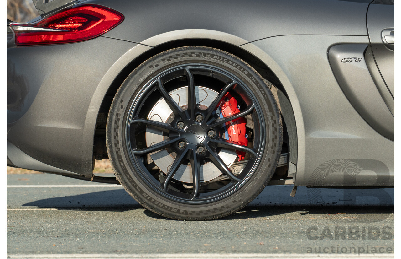 01/2016 Porsche Cayman GT4 981 MY16 2d Coupe Agate Grey Metallic 3.8L