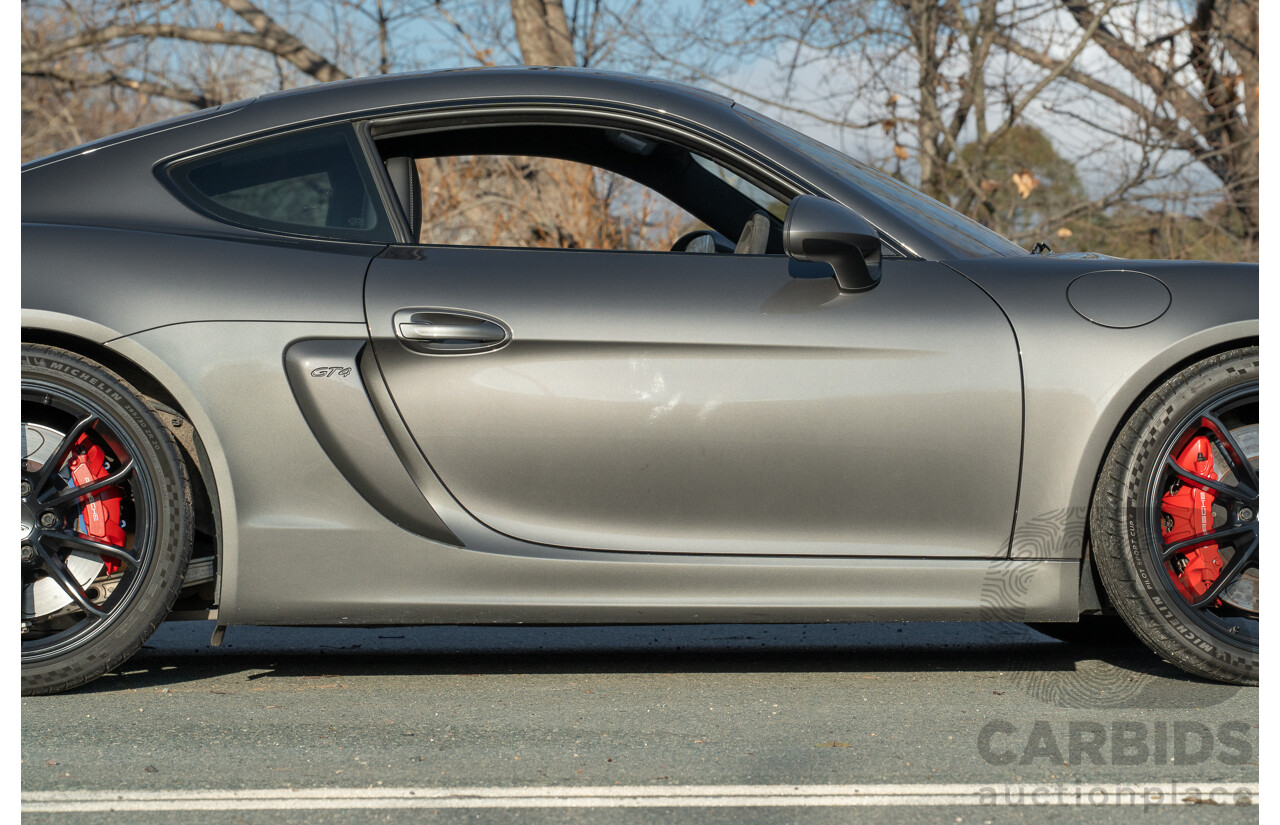 01/2016 Porsche Cayman GT4 981 MY16 2d Coupe Agate Grey Metallic 3.8L