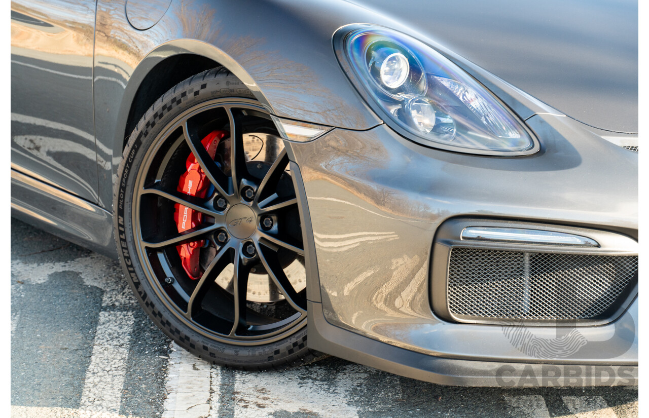 01/2016 Porsche Cayman GT4 981 MY16 2d Coupe Agate Grey Metallic 3.8L