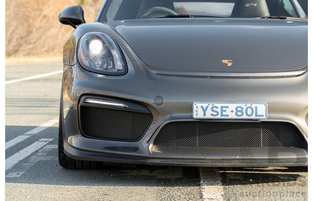 01/2016 Porsche Cayman GT4 981 MY16 2d Coupe Agate Grey Metallic 3.8L