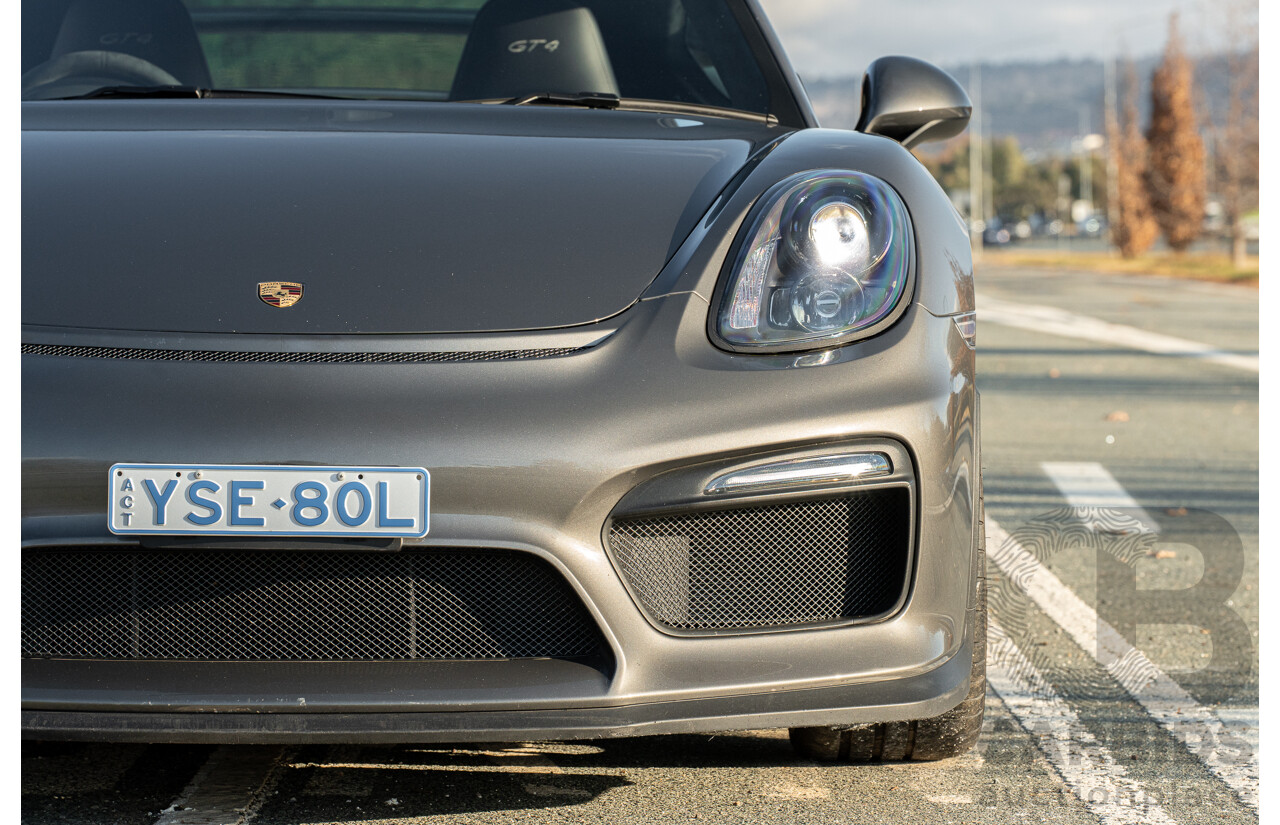 01/2016 Porsche Cayman GT4 981 MY16 2d Coupe Agate Grey Metallic 3.8L