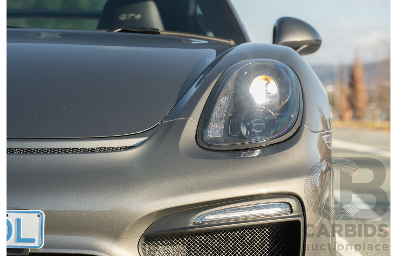 01/2016 Porsche Cayman GT4 981 MY16 2d Coupe Agate Grey Metallic 3.8L