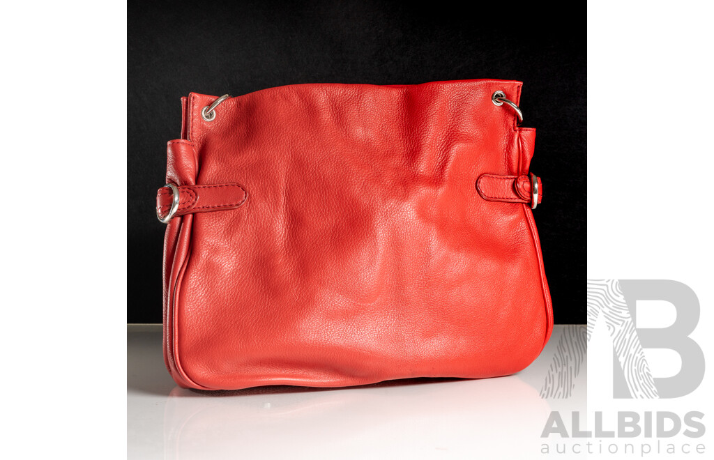 Oroton Red Leather Hobo Bag with Dust Bag, 28cm X 33cm X 10cm