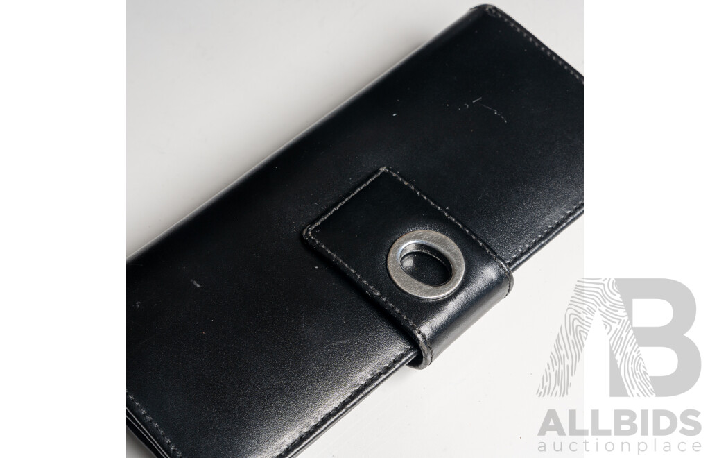 Oroton Black Leather Clutch Handbag & Matching Slim Clutch Wallet/purse, in Original Presentation Box/Dust Bag