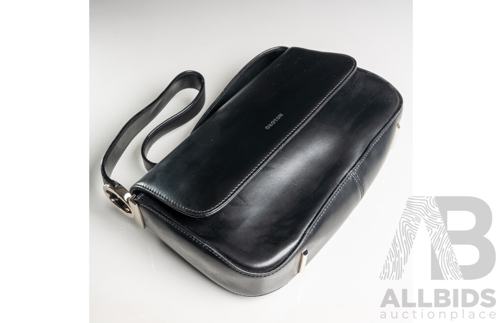 Oroton Black Leather Clutch Handbag & Matching Slim Clutch Wallet/purse, in Original Presentation Box/Dust Bag
