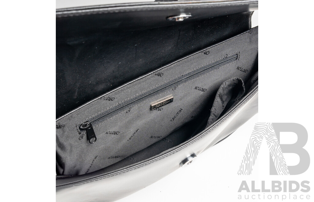 Oroton Black Leather Clutch Handbag & Matching Slim Clutch Wallet/purse, in Original Presentation Box/Dust Bag