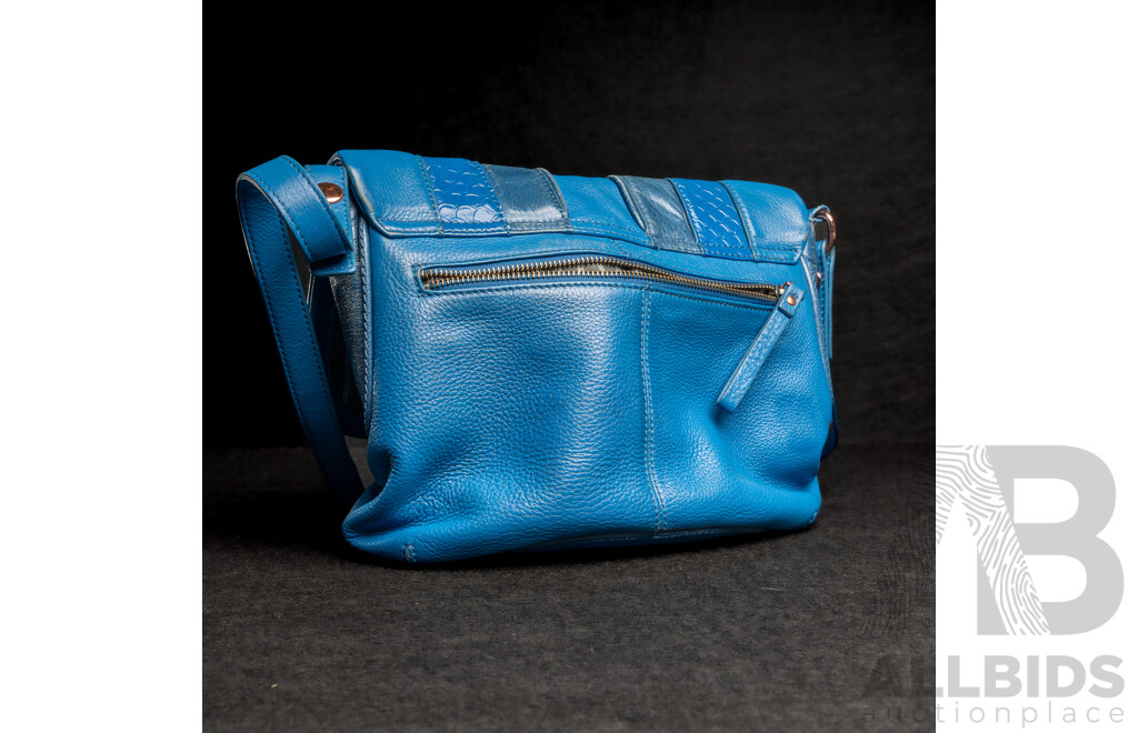 Mimco Atlantis Blue Leather Large Crossbody Bag