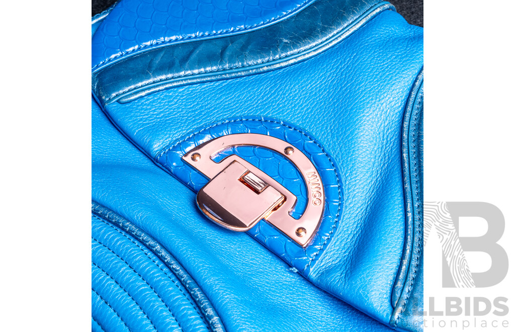 Mimco Atlantis Blue Leather Large Crossbody Bag