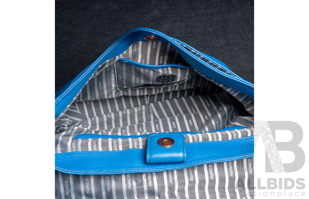 Mimco Atlantis Blue Leather Large Crossbody Bag