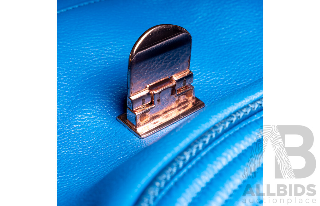 Mimco Atlantis Blue Leather Large Crossbody Bag