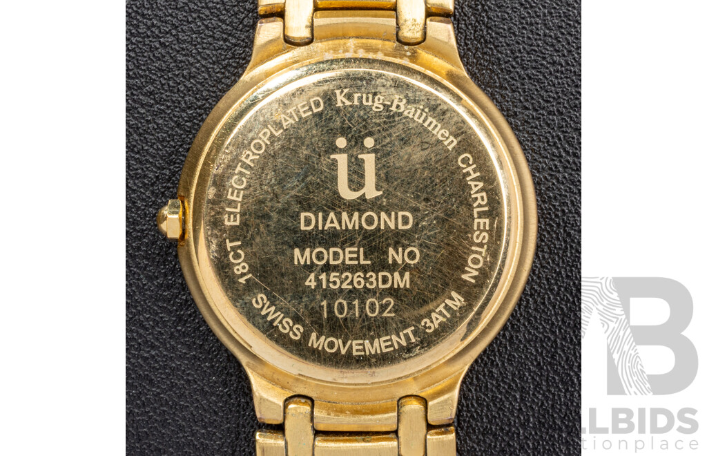 Krug-Baümen Charleston Diamond Ladies Watch, 415263DM, 18ct Electroplated