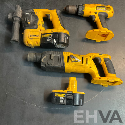 DEWALT DW997Adjustable Clutch Hammer Drill , DC213 Rotary Hammer Drill , DW999 Cordless SDS Drill with 2 Batteies