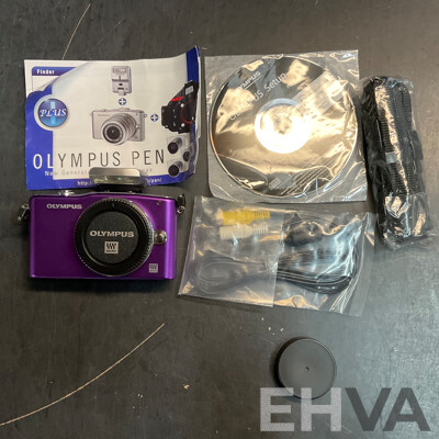 OLYMPUS Pen Mini E-PM1 Digital Camera - Purple (Body Only) with Thinktank Camera Bag