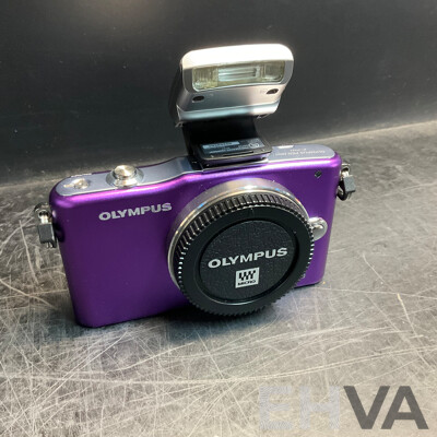 OLYMPUS Pen Mini E-PM1 Digital Camera - Purple (Body Only) with Thinktank Camera Bag