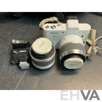 NIKON V1 Digital Camera with 10-30mm & 30-110 Mm Lens & SB-N5 Flash with Lowepro Camera Bag