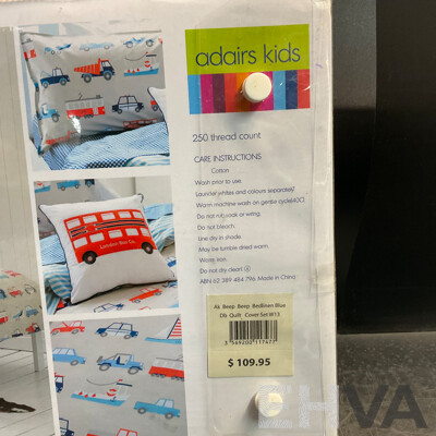 ADAIRS Kids Double Quilt Cover Set - Beep Beep Blue