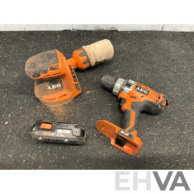 AEG 18V Bundle, Including Orbital Sander, Hammer Driver and Battery - Lot of 3