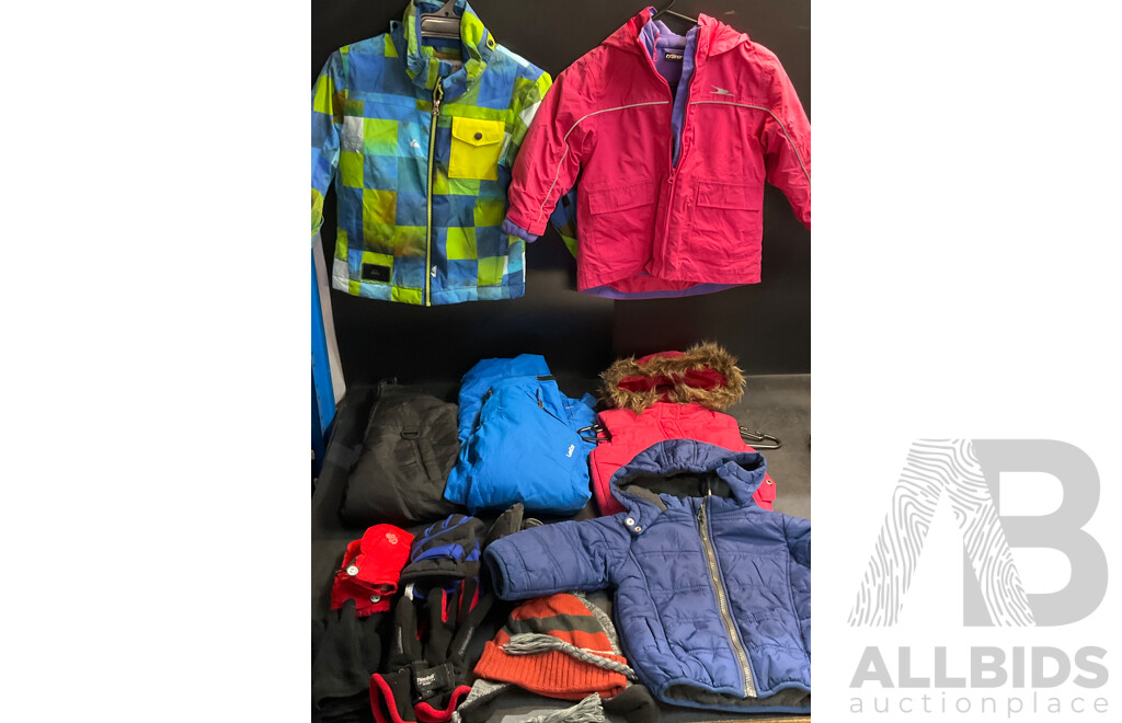 Crane, Quiksilver, Pumpkin Patch Jacket & Country Road Kids Vest  & Assorted Snow Pants, Glove for Kids
